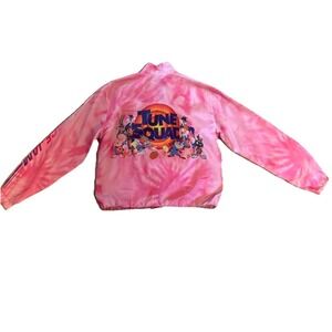 Space Jam Tune Squad Sz Large Cropped Pink Lightweight 1/4 Zip Windbreaker